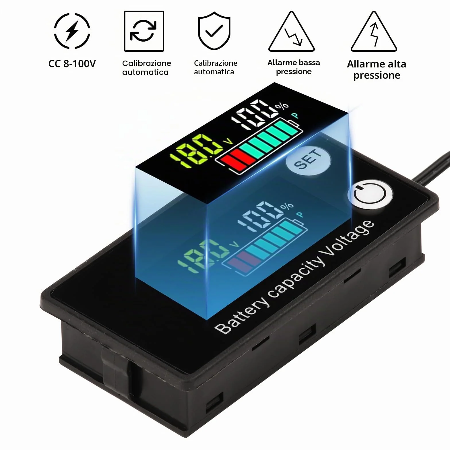 diymore protezioni batteria 12-84 V, indicatore DC 8-100 V, allarme estivo, temperatura per auto, barche, camper