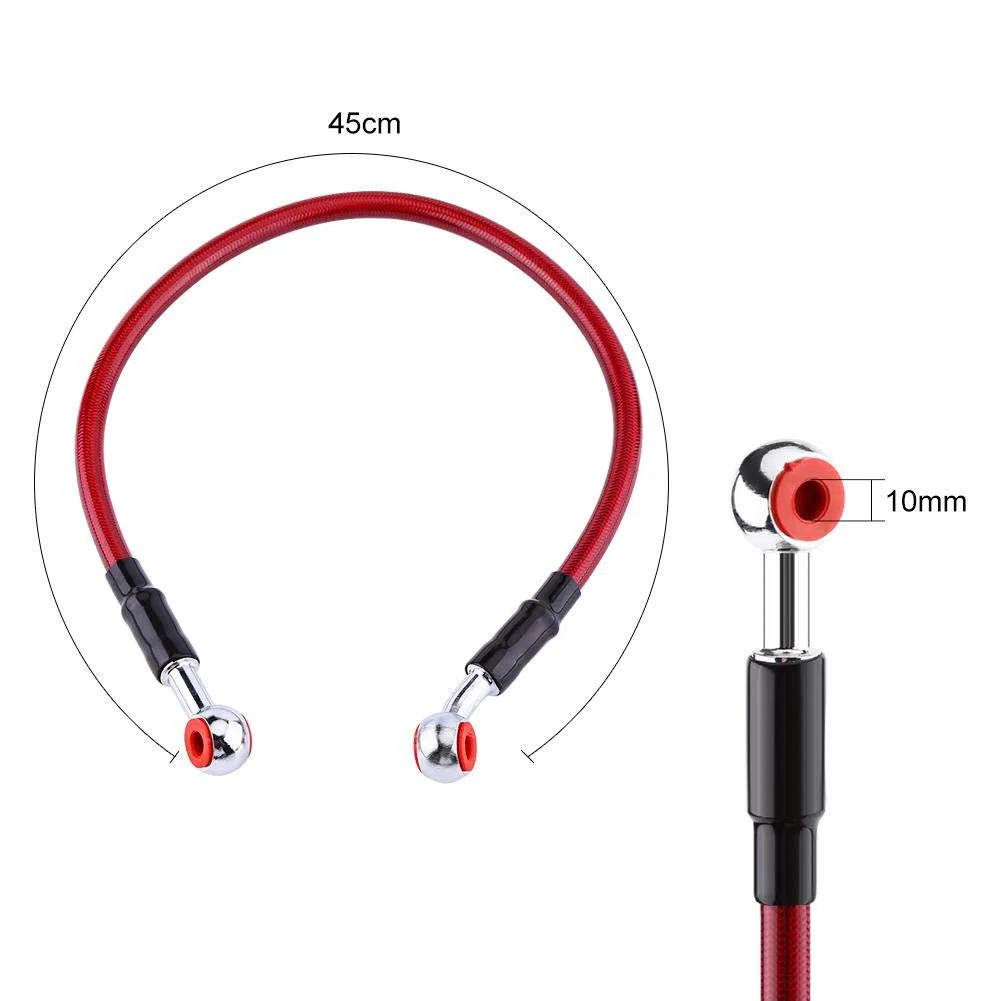 Linea del tubo dell'olio del freno, linea del freno dell'olio intrecciato Banjo Raccordo estremità in acciaio inossidabile, adatto per la maggior parte dei motocicli(45cm Grigio)