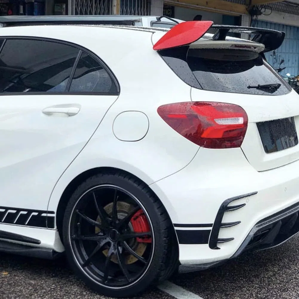 Spoiler per paraurti posteriore per Mercedes Classe A W176 A200 A250 A260 A45 per AMG 2013-2018, nero lucido e fibra di carbonio ABS Trim Splitter (nero lucido)