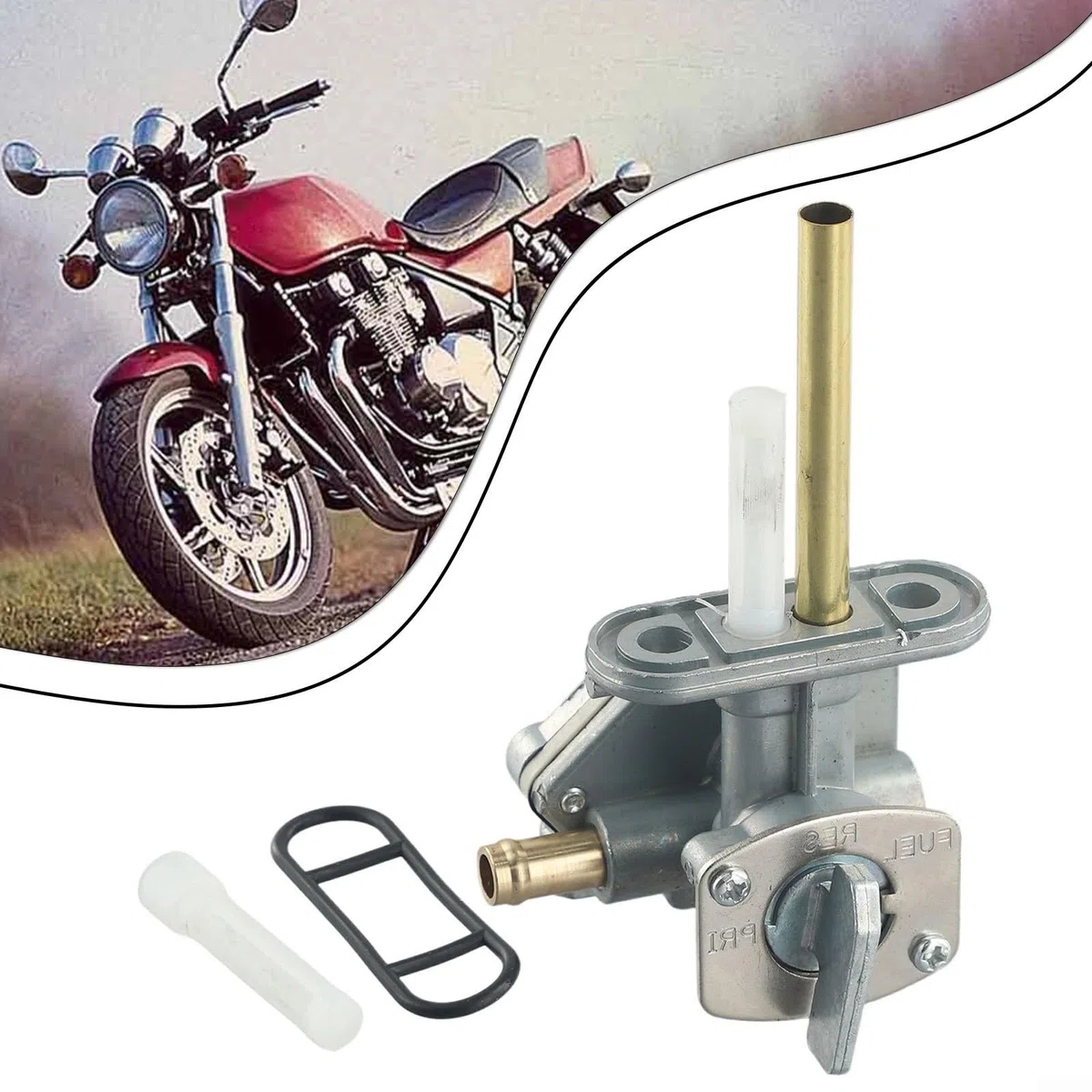 Rubinetto per carburante, valvola per serbatoio del carburante e benzina, per EN500 Vulcan 500 1996-2009 ZR750 Zephyr per Kawasaki, con funzione interruttore a tre posizioni