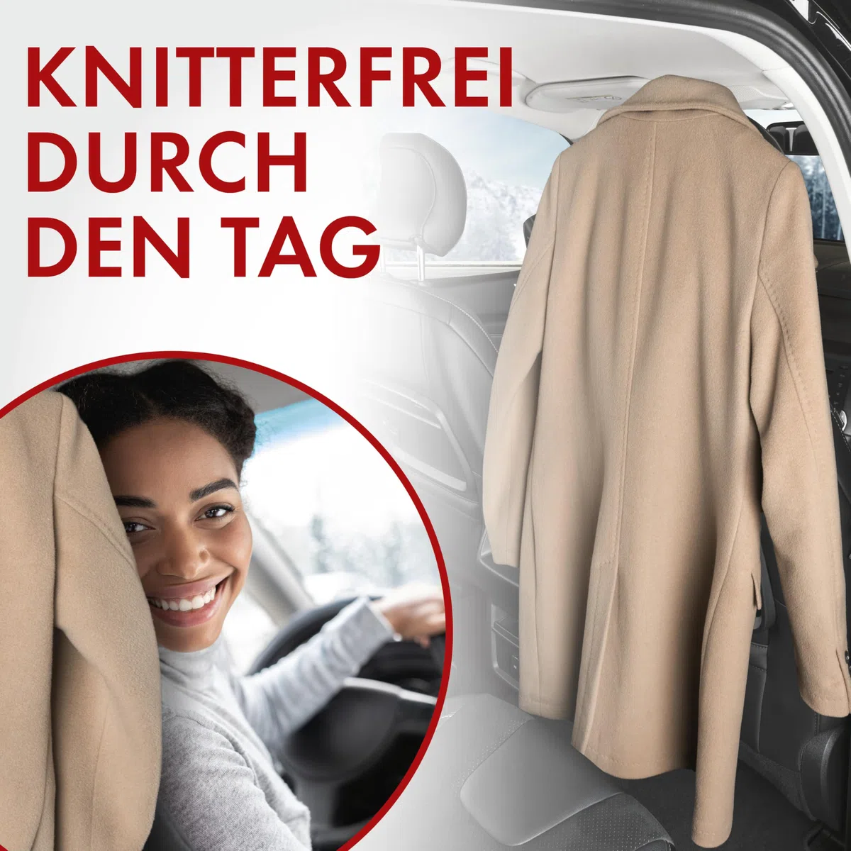 Walser Appendiabiti per Auto, Appendiabiti per Auto, Porta Giacca poggiatesta Carl, Appendiabiti da Viaggio, Appendiabiti per poggiatesta 44x10x25 cm