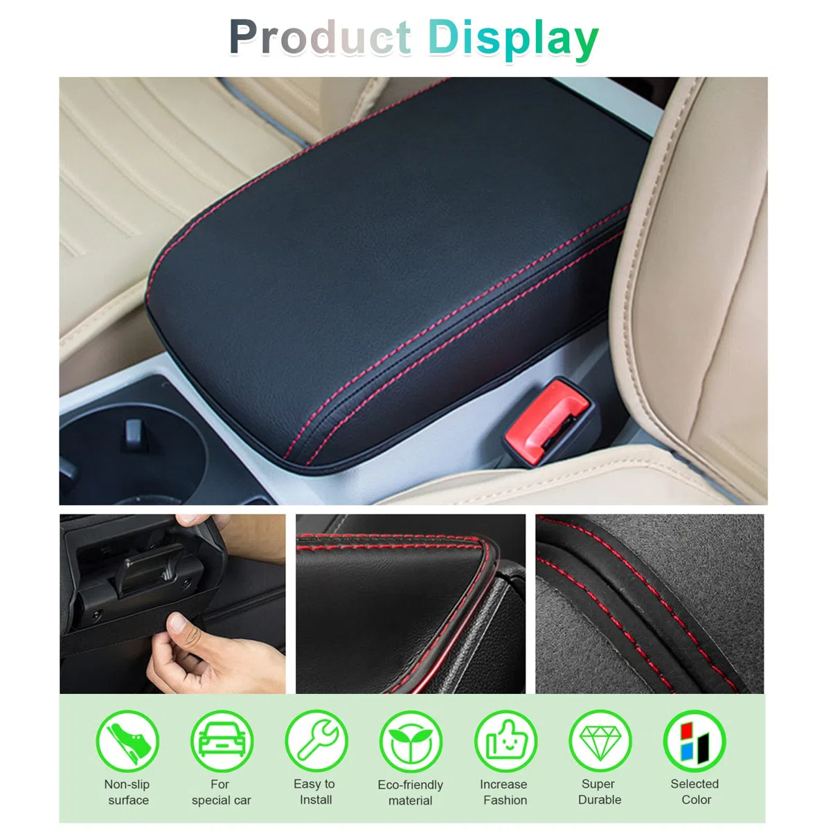 GAFAT Compatibile con 2022–2025 Ford Tourneo Custom Transit Custom | V.W Caddy 5 / Touran 2 5T Copribraccioli Console Centrale, Rivestimento per Braccioli, Imbottitura in Pelle PU Microfibra