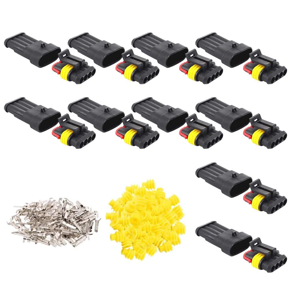 GTIWUNG 10 Kit 4 Pin Auto Impermeabile Connettore, Connettore Elettrico Spina Impermeabile 1.5mm terminale 20–16AWG Impermeabile legare Elettrico Connettore per Auto Camion Marina Moto