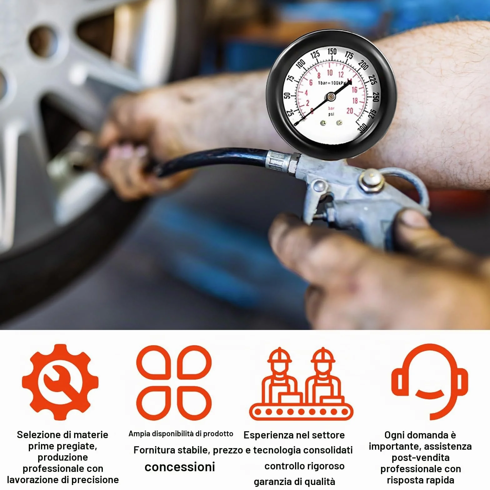 Kit Tester di Compressione per Auto: Set di 4 Adattatori e Valigia, Misuratore di Compressione Motore a Benzina 0-20 Bar o 0-300 PSI, per Camion, Moto