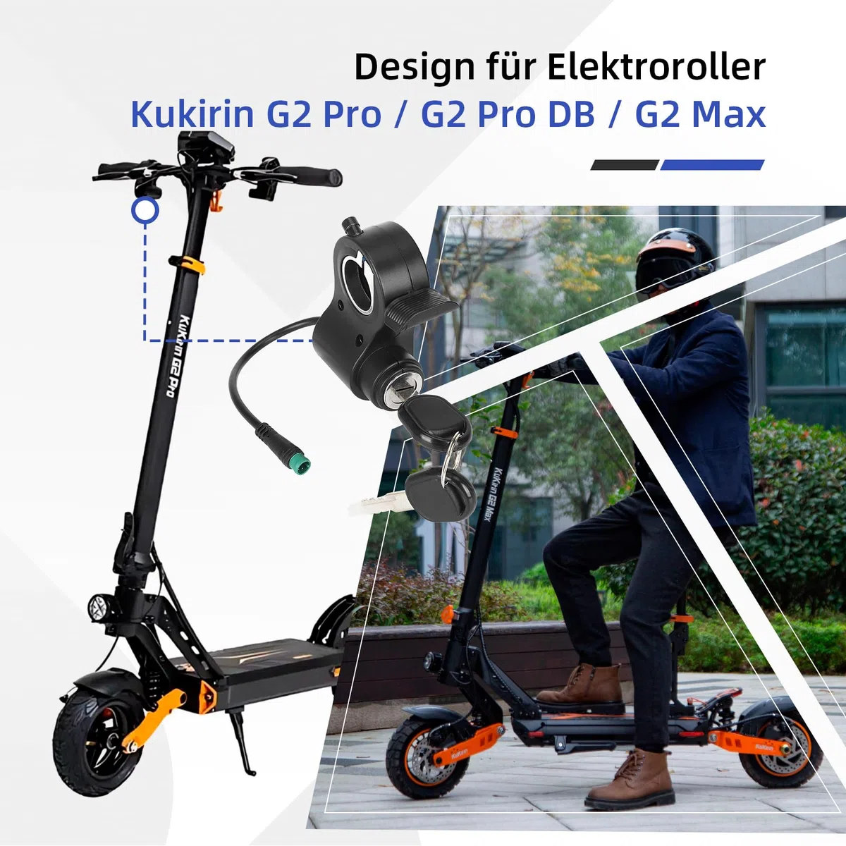 ulip Serratura per scooter elettrico per Kukirin G2 Max, G2 Pro, G2 Pro DB, 5 poli, interruttore di avviamento, acceleratore con conclusioni