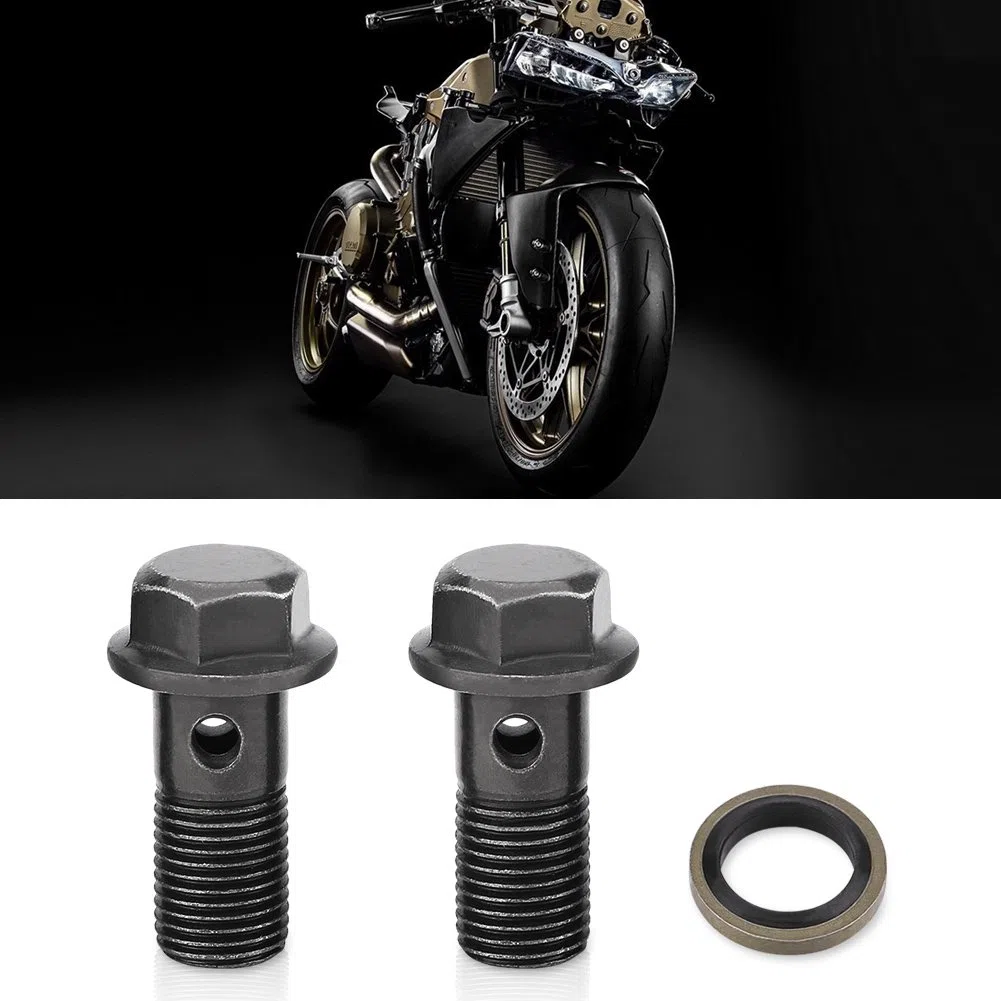 Jadeshay Bullone,5 pezzi Moto Freno Banjo Bulloni Kit Pinza Freno Cilindro Maestro M10 * 1,0 mm Bullone Banjo Bulloni e Raccordi in Acciaio Banjo Bolt Sigillante