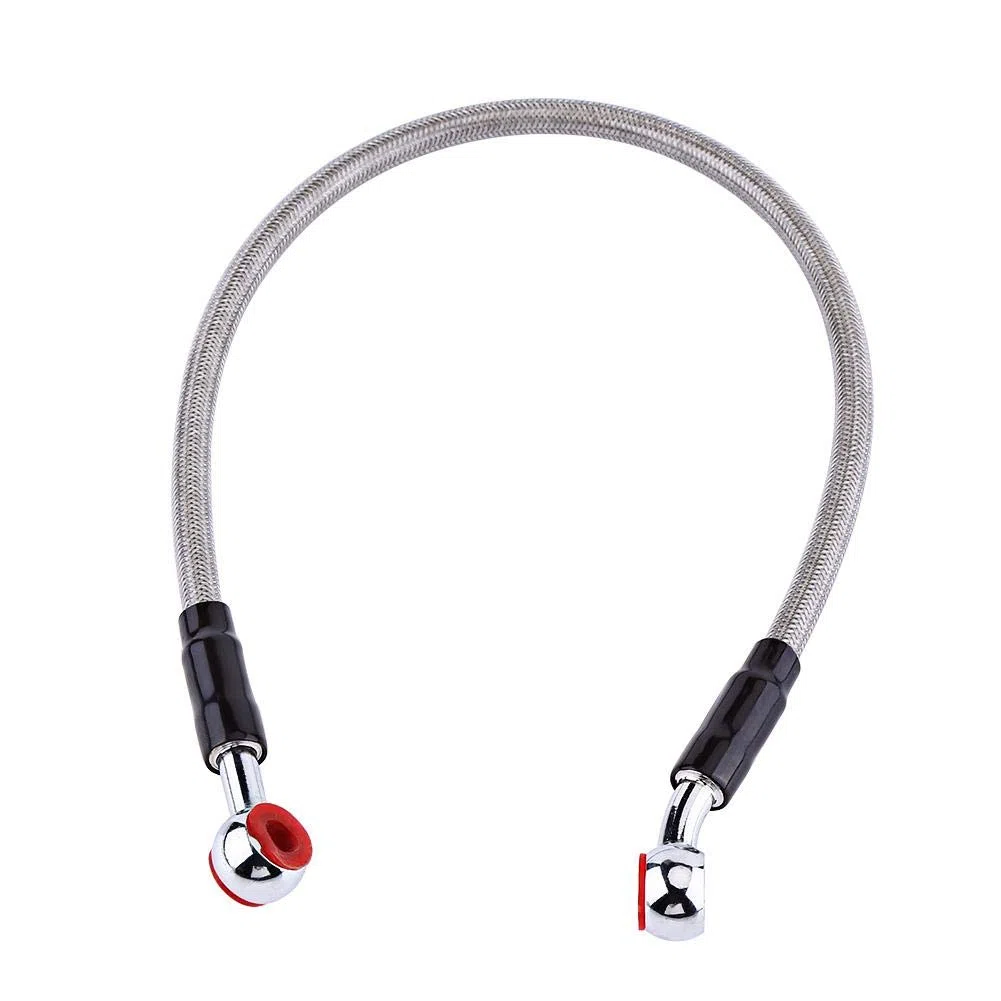 Linea del tubo dell'olio del freno, linea del freno dell'olio intrecciato Banjo Raccordo estremità in acciaio inossidabile, adatto per la maggior parte dei motocicli(45cm Grigio)