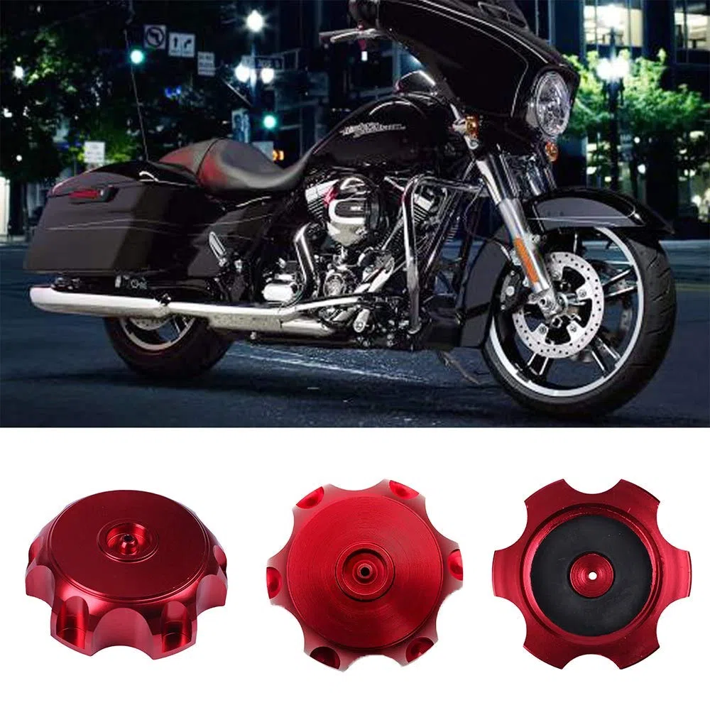 Tappo Serbatoio Moto 48,5 mm Rosso CNC con Valvola di Spurgo e Tubo Ventilazione, Universale per Dirt Bike Pit Bike ATV Quad