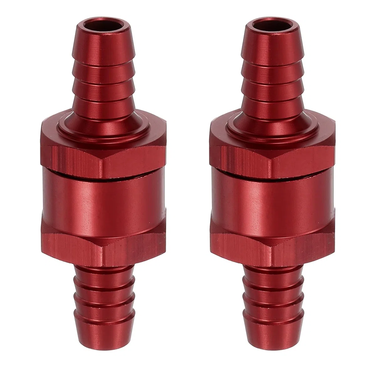 QUARKZMAN 2pz Valvola Controllo Carburante 10mm (3/8"), Valvola Non Ritorno Unidirezionale, Accessori Controllo In Lega Alluminio Per Benzina, Diesel, Gas, Olio, Aria, Acqua, Rosso