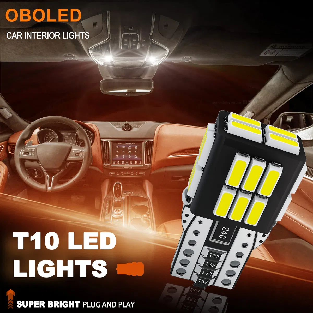 T10 W5W LED Lampadina CANBUS 194 501 168 24SMD per Auto LED Luci Interne Plafoniera Mappa Targa Posizione Cupola Cortesia Luce 12V 6500K Bianco 10 Pezzi
