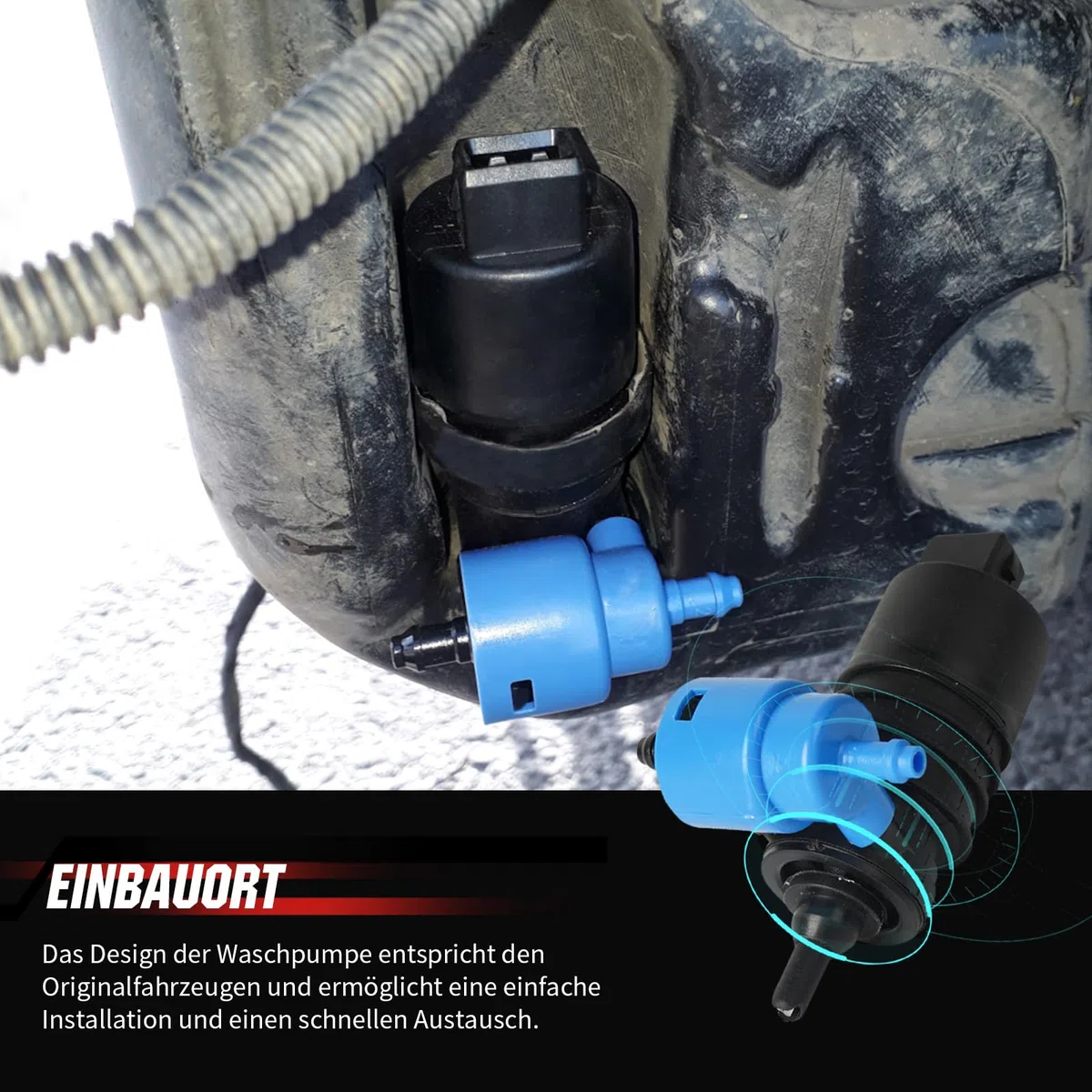 Pompa dell'acqua di lavaggio compatibile con Astra G, Astra H, Corsa B, Corsa C, Corsa D, Meriva X03, Zafira A, Zafira B, Transporter IV, OTUAYAUTO Pompa per lavavetri