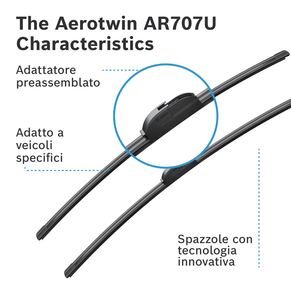 Tergicristalli Bosch Aerotwin AR707U, Lunghezza 700mm, 1 tergicristallo per parabrezza anteriore