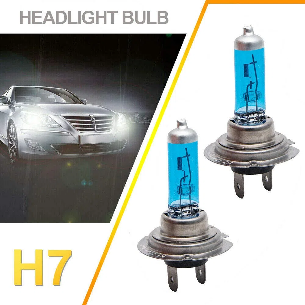 Riloer Lampadine per auto, H7 12V 55W Lampadine fendinebbia per fari allo xeno per veicoli, super bianche, 2 pezzi