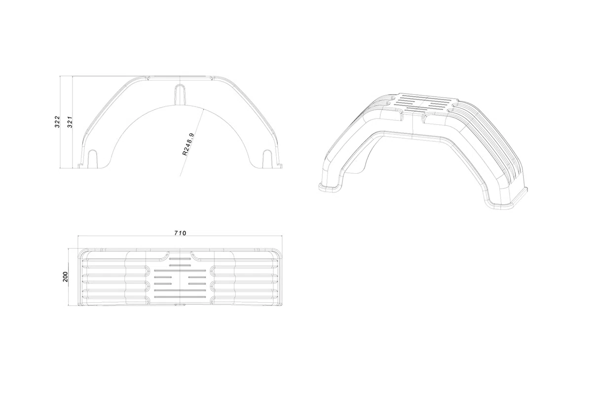 SIEROSŁAWSKI GROUP Set di due parafanghi da 13 a 14 pollici in PVC per rimorchio auto 710 x 200 mm passaruota piatti per un'eccellente protezione contro fango e sassi