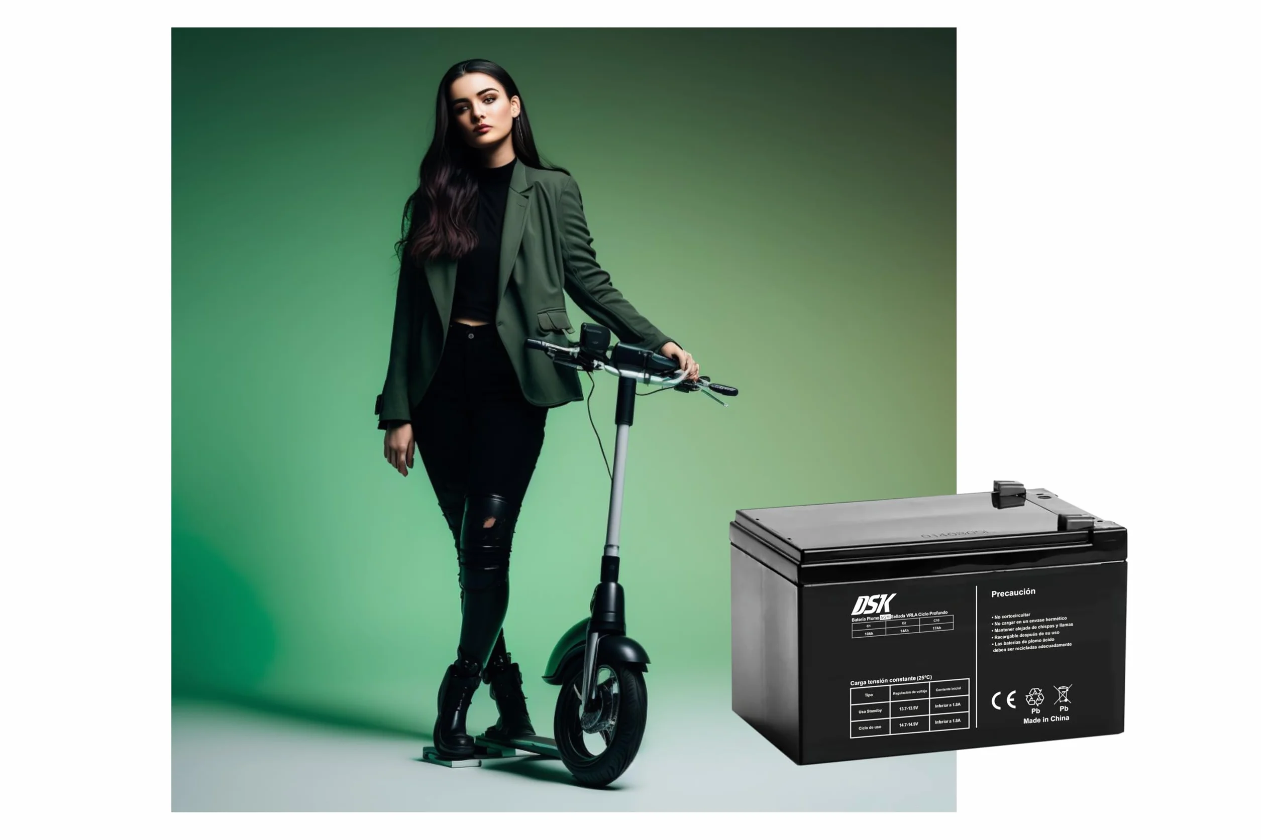 DSK 10358 - Batteria al piombo sigillata AGM ricaricabile da 12V 4 Ah. Ideale per giocattoli elettrici per bambini come motociclette e scooter, nero