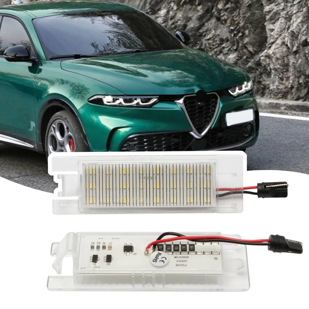 2 luci per targa Giulietta 940 per illuminazione targa 147 156 159 166 MiTo GT Spider Brera per Zafira B Astra H Corsa D Camaro Malibu Plug and Play GM20944894