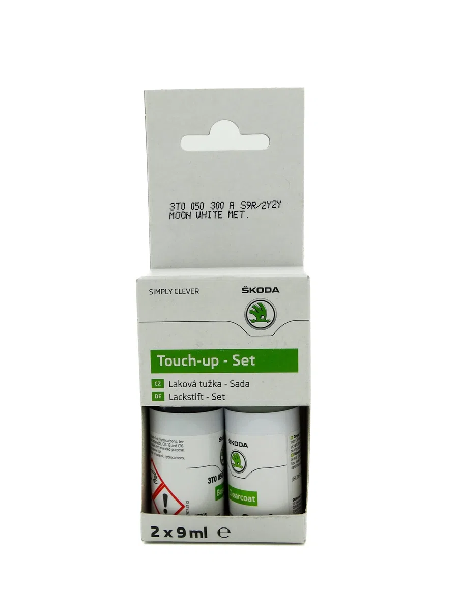 Skoda, Set di vernice da ritocco in formato stilo, colore bianco effetto perlato, 2Y2Y S9R