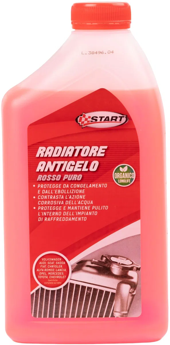 Start - Liquido Radiatore Antigelo Puro Rosso Long Life 1 Litro - Concentrato OAT da Diluire, Protezione Fino a -40°C, Anticorrosivo Lunga Durata per Motori Moderni Auto, Veicoli e Macchinari