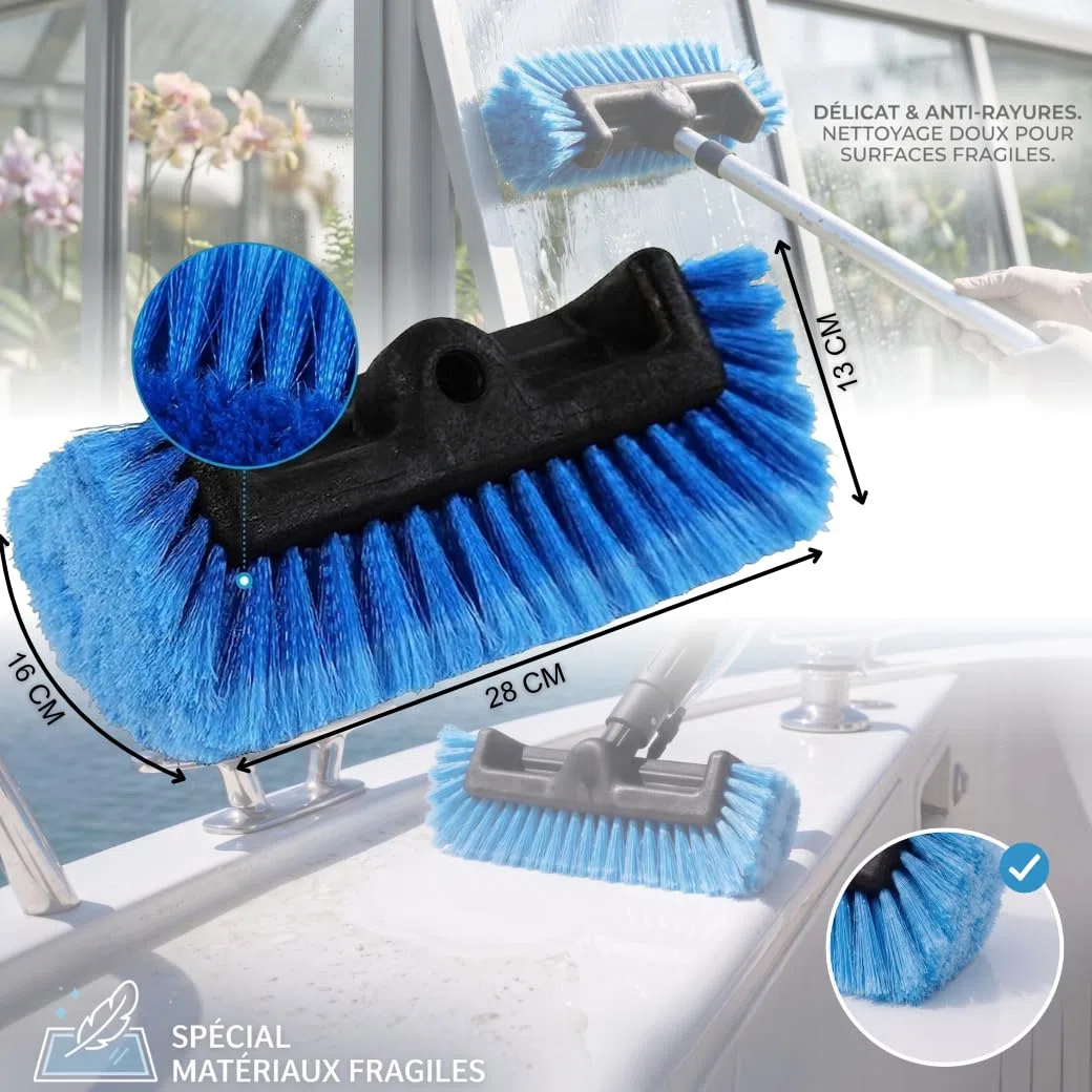 Spazzola di Lavaggio a setole morbide Quadri Faces - Lunghezza 25 cm, Blu