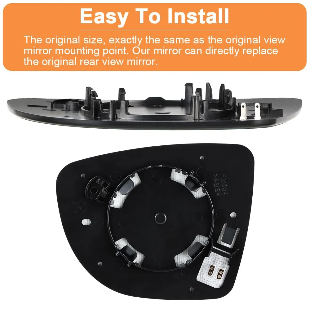 SENZEAL Vetro dello Specchietto Lato Passeggero Destro Riscaldato con Piastra Portante per Renault Clio 4 Captur Zoe 2013-2020 963654973R 60B1555E (Destro)
