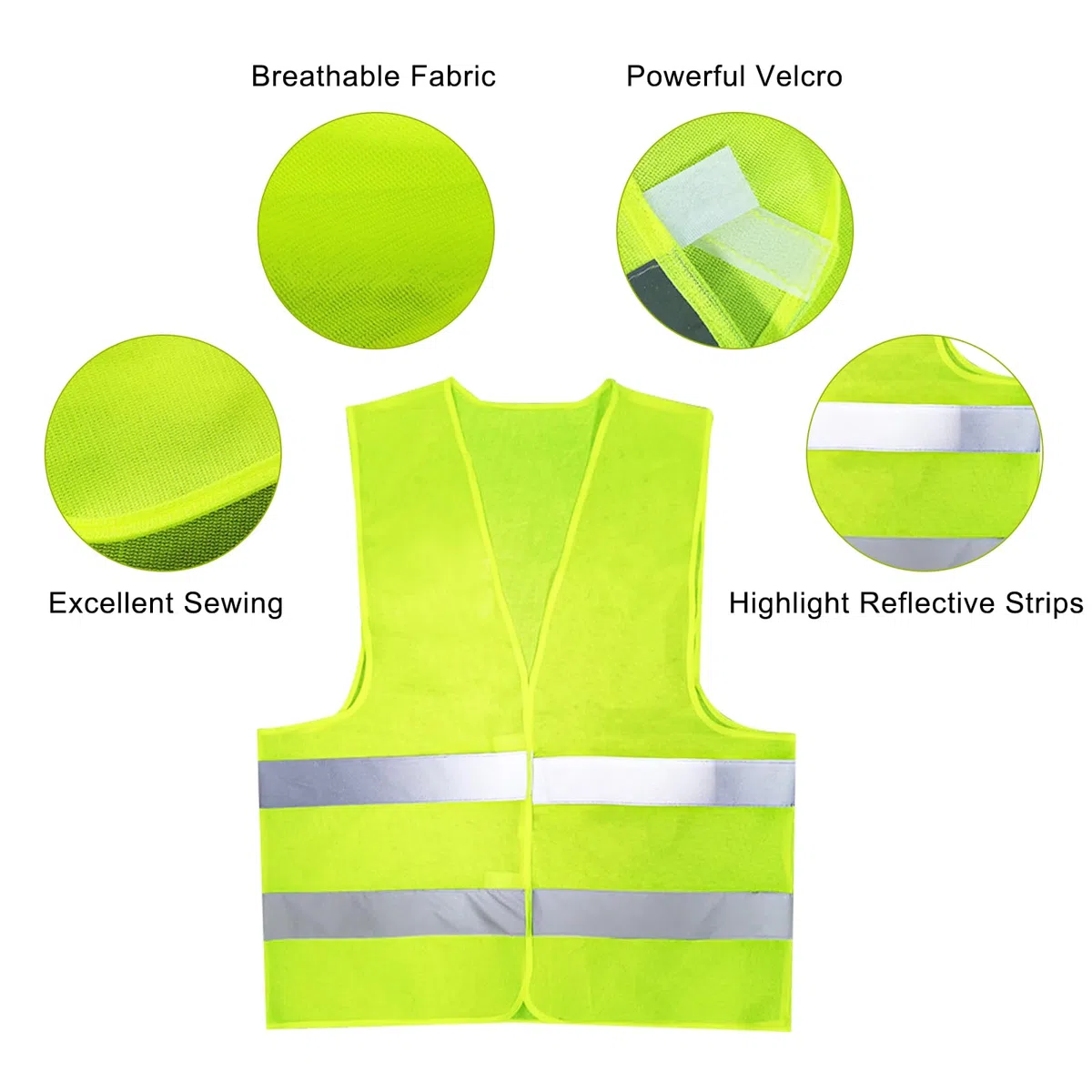 5 Pezzi Gilet Alta visibilità, Universale Giubbotto Catarifrangente AutoTaglia, Giubbotti di Sicurezza, Giallo Giubbotto Sicurezza Riflettente per Stradale Assistenza Conducenti Cantiere