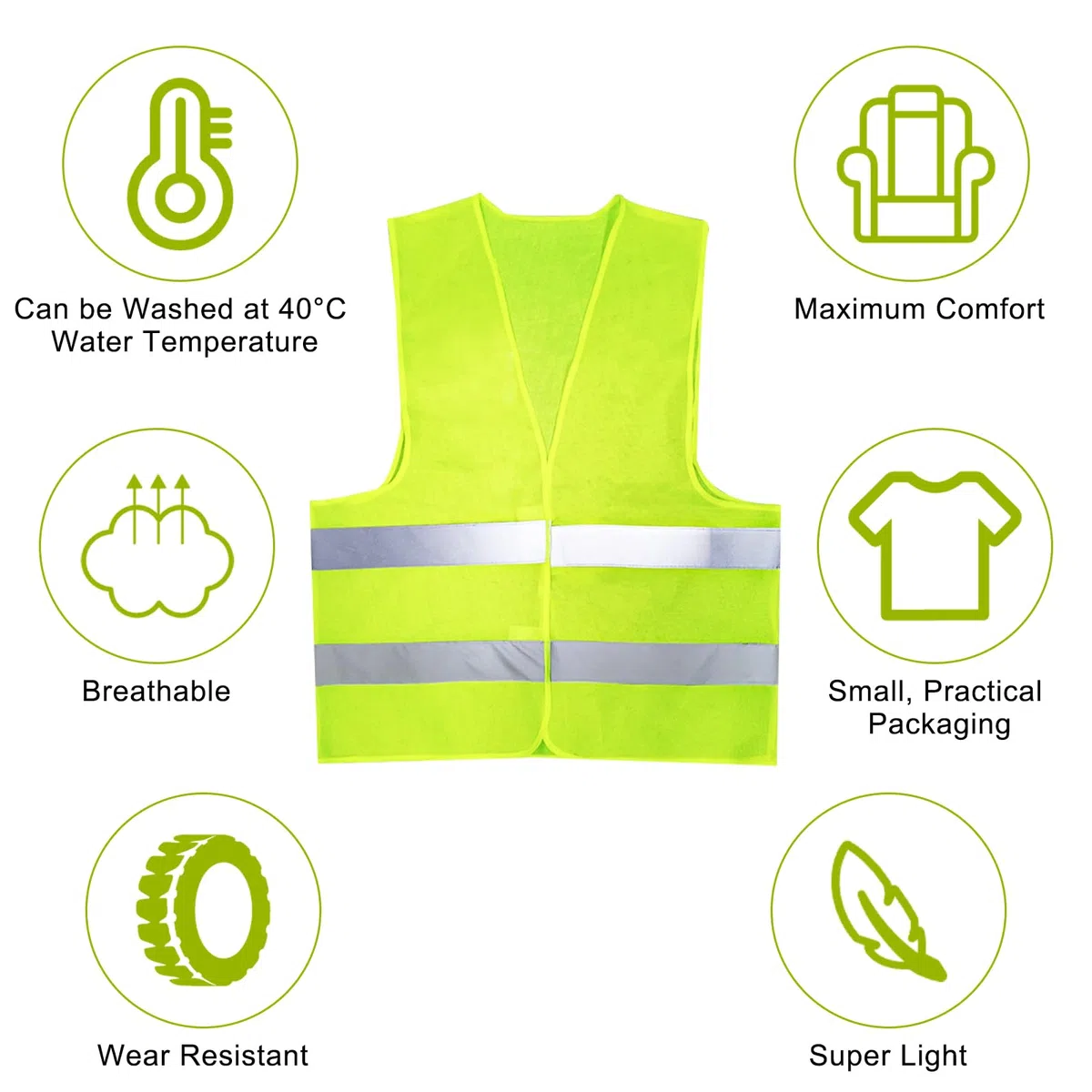 5 Pezzi Gilet Alta visibilità, Universale Giubbotto Catarifrangente AutoTaglia, Giubbotti di Sicurezza, Giallo Giubbotto Sicurezza Riflettente per Stradale Assistenza Conducenti Cantiere
