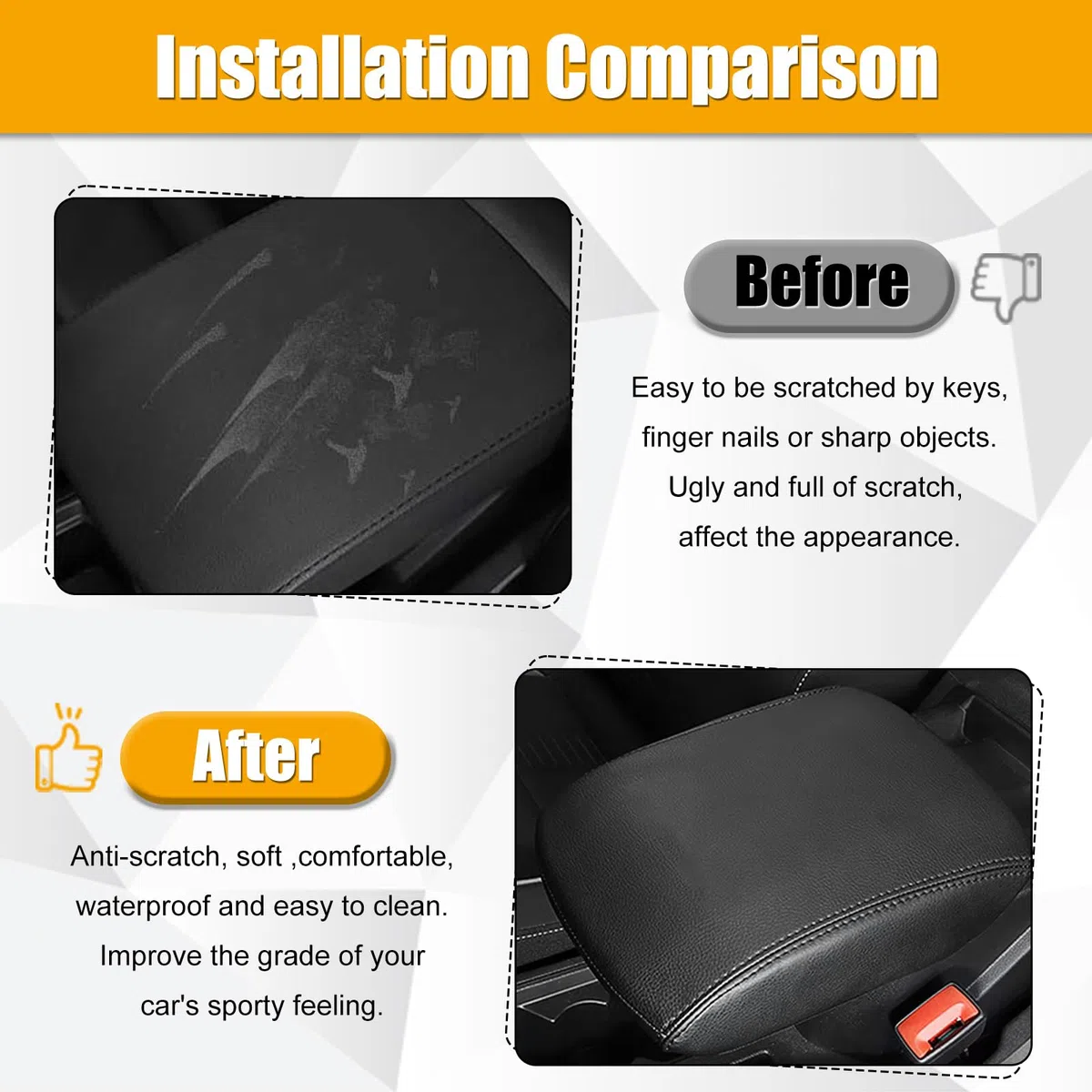 Centrale Bracciolo Copertura Compatibile con VW T ROC Bracciolo Copri Protezione Console Centrale Guscio Antigraffio - Nero