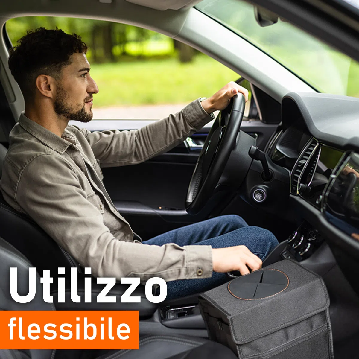 Upgrade4cars Pattumiera Auto con Coperchio e Sacchetti della Spazzatura | Cestino per Rifiuti per Auto