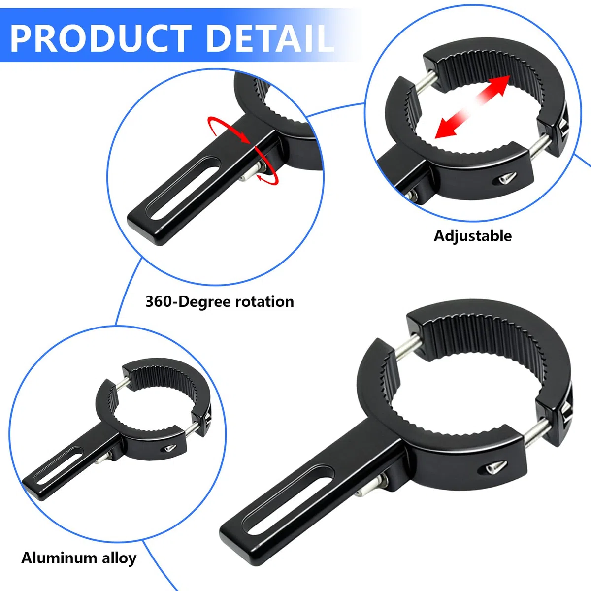 2 Pezzi Staffa Supporto Faro Moto, Staffa di Montaggio Fari Led Universale Regolabile da 38-60 mm per Moto/Auto/Camion