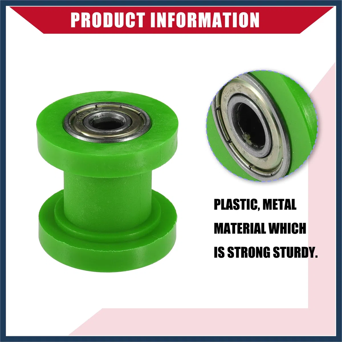 Tendicatena a rullo per moto, ATV, 8 mm, 2 set, verde, design elegante
