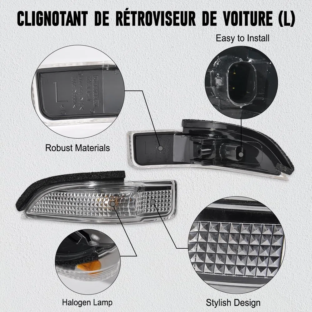 Baceyong Ricambio per specchietti retrovisori, Durevole indicatore di direzione per retrovisori auto, Compatibile con Toyota Sinistro, 1 pezzo