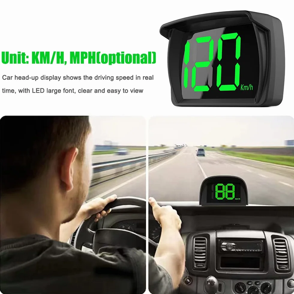 Shkalacar Display HUD per Auto, HUD Headup Display KM/H MPH Tachimetro digitale GPS con display a caratteri grandi a LED per auto, camion, SUV, moto