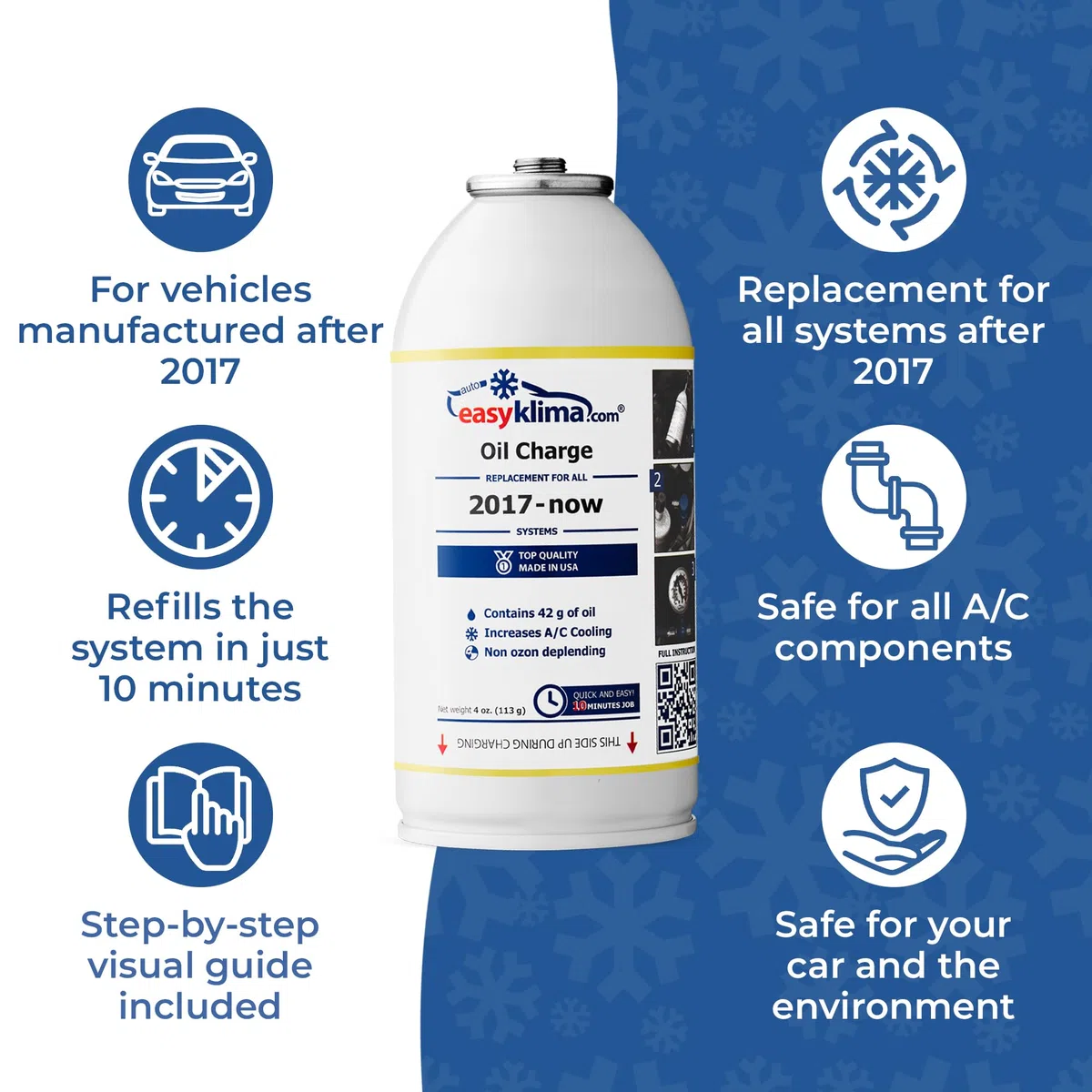 auto easy klima EasyKlima - Riempimento d'olio dei condizionatori - Lubrificazione aggiuntiva dei compressori dell'Aria condizionata - Kit Fai-da-Te Efficace ed efficiente per Il 2017 - Oggi