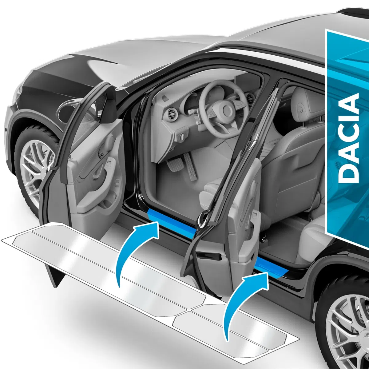 uProtect Battitacco Auto Antigraffio Pellicola per Dacia Spring BBG I 2021-2026 - Protezione Accessori Tuning Portiera - Trasparente Lucido