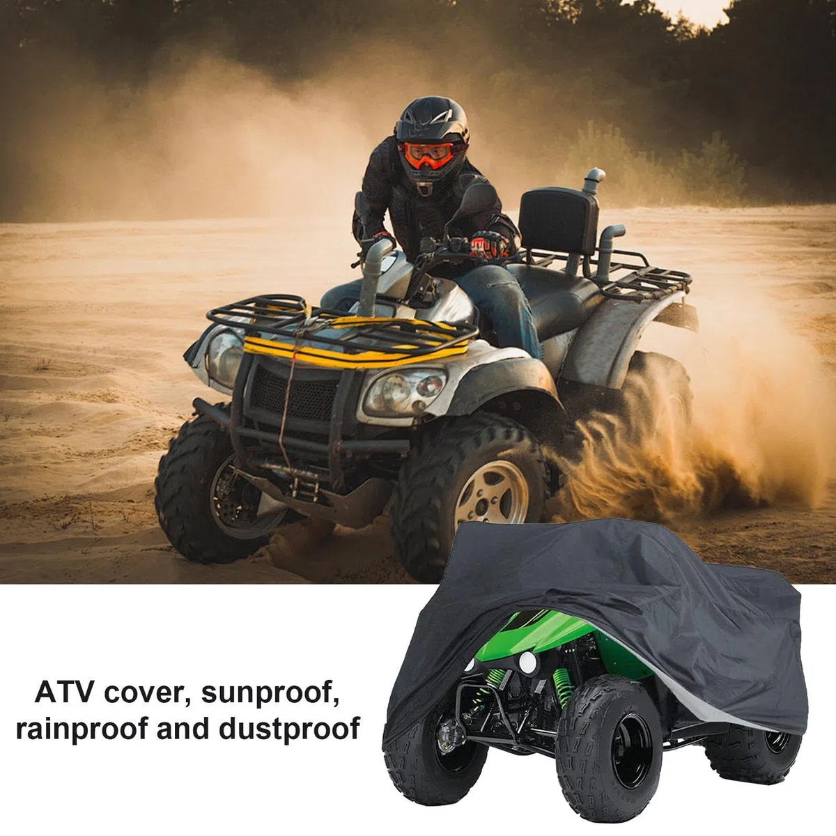 Generic Copertura ATV Anti-UV Impermeabile UPF50+ per ATV, Nero, M (145x85x98 cm)