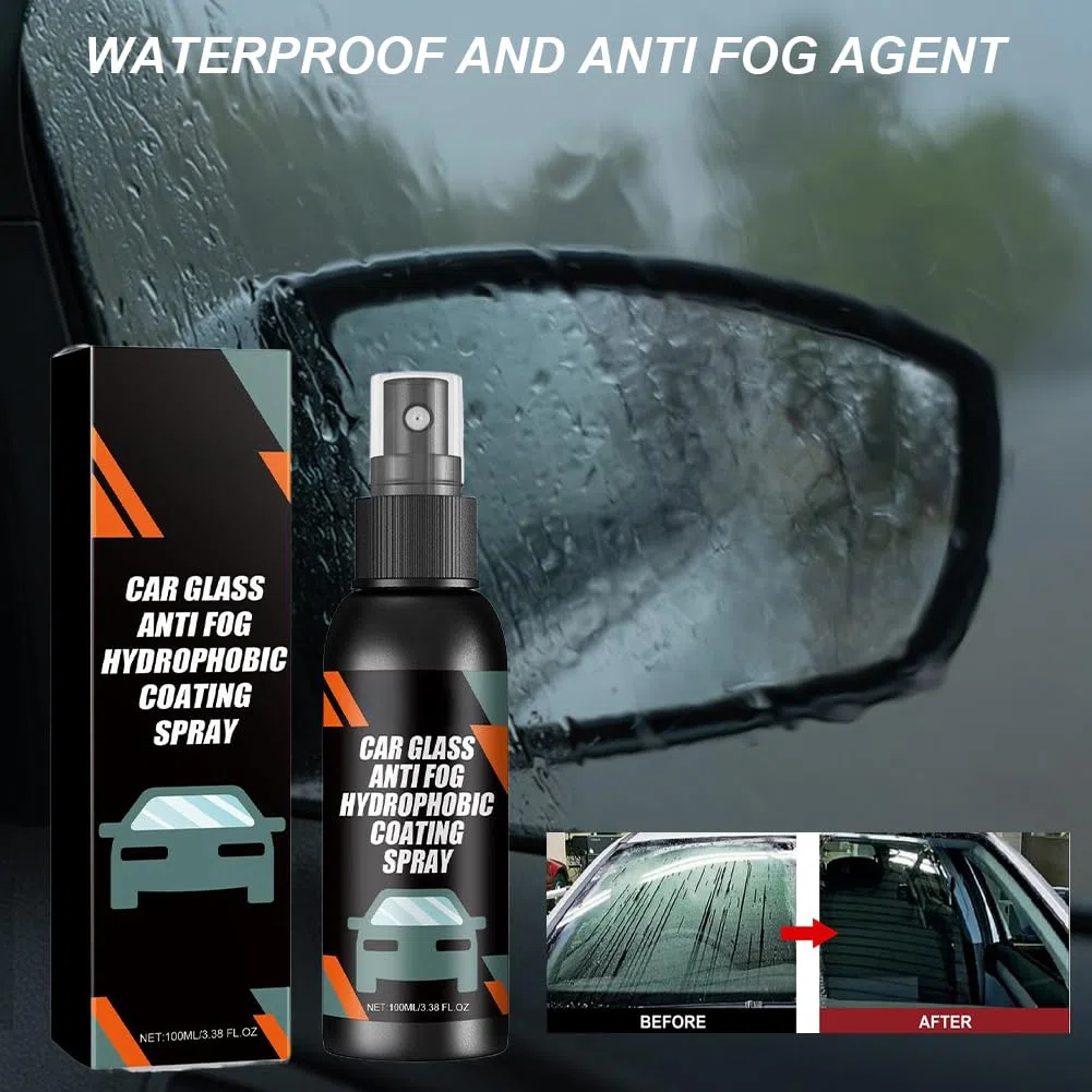 Spray Antiappannante Vetri Auto e Parabrezza,Spray Antiappannamento Per Parabrezza Auto,Agente Antipioggia Antiappannamento Per Vetro Per Auto,Spray Sbrinante per Auto,100ml