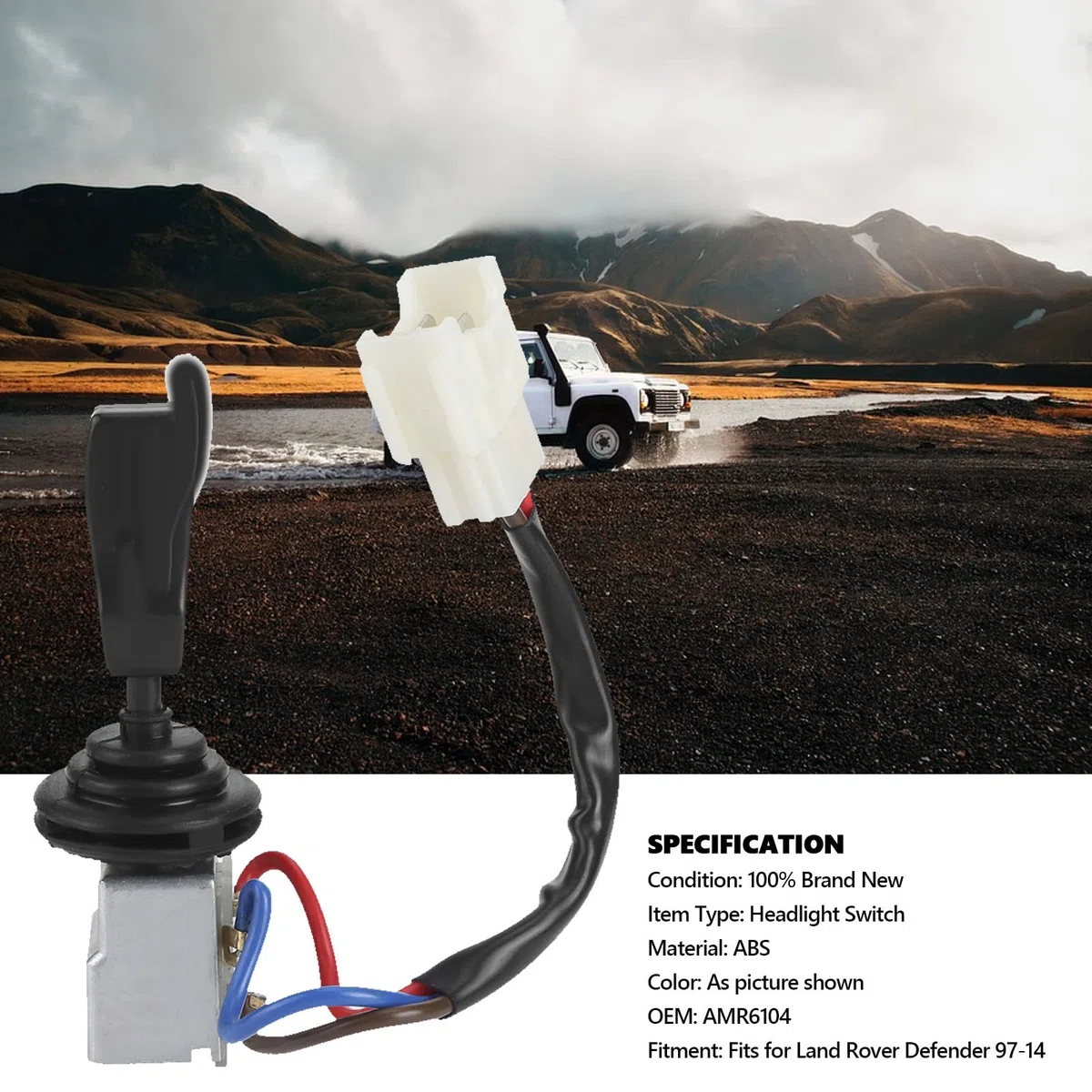 Interruttore Luci Defender, Akozon Interruttore Luce Freno Faro AMR6104 Interruttore Indicatore di Direzione Adatto per Defender 1997-2014