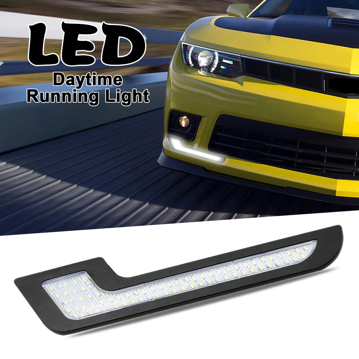 Luci di Marcia Diurna a LED Bianco a Forma di L, 72 Lenti in Vetro SMD con Adesivo Posteriore da 12 V DRL 6 W, lampada LED fai da te 100% Impermeabile, Garanzia 1 anno (2 Confezioni)
