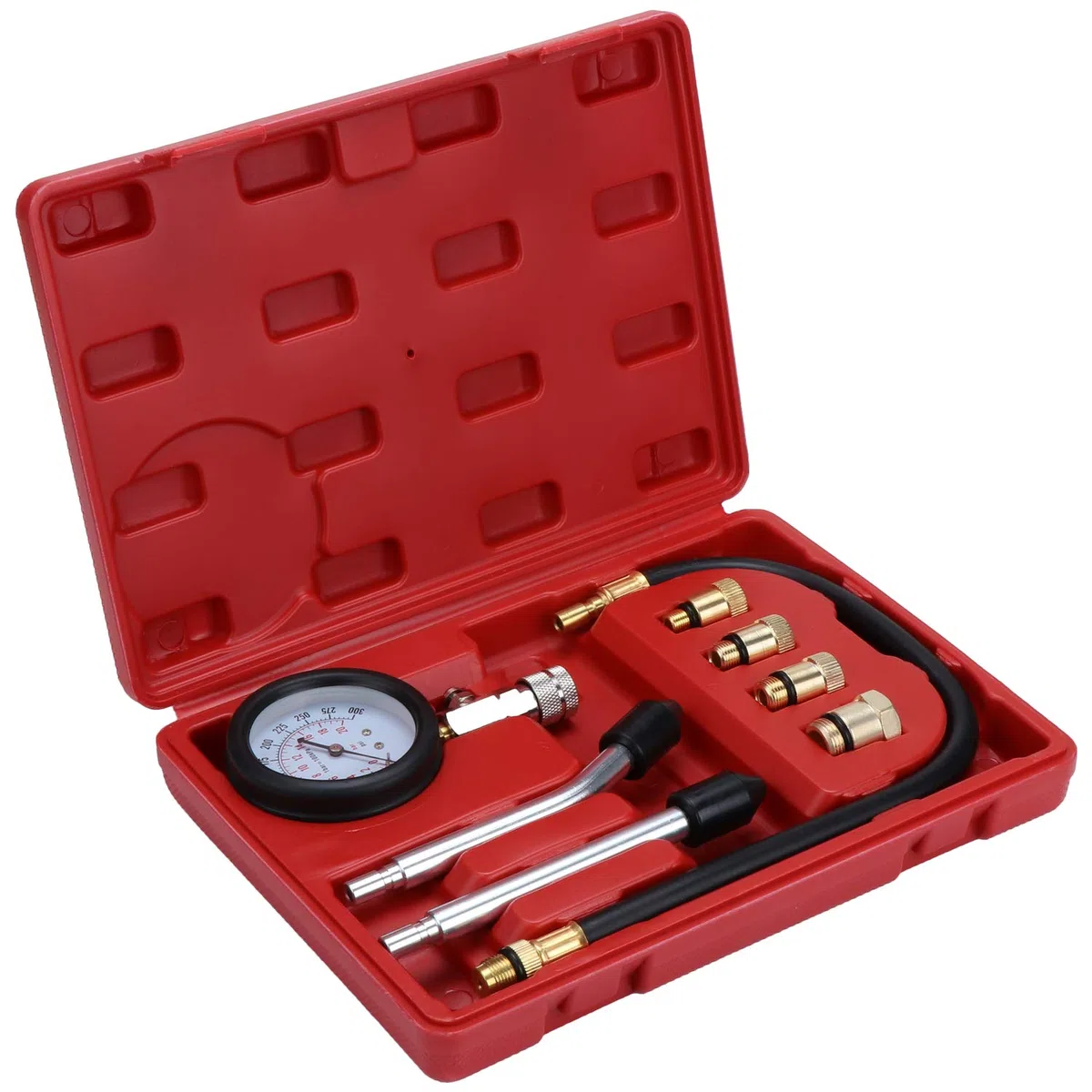 Tester di Compressione, Motori Manometri Compressione, Benzina Motore a Gas Cilindro Compressione Tester Kit con Custodia in Plastica