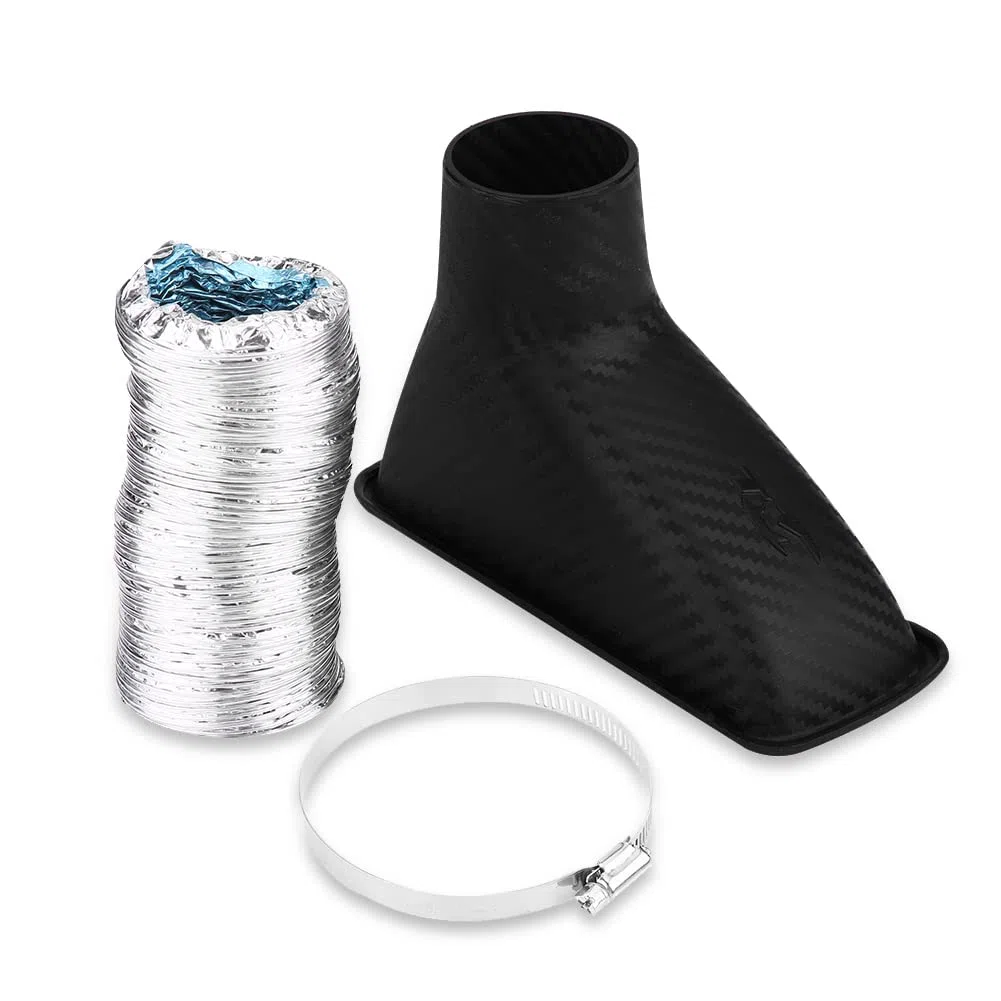 Gorgeri Tubo di ingresso turbo di aspirazione aria, paraurti anteriore auto universale Kit di imbuto tubo di aspirazione turbo paraurti aspirazione turbina modificato(quadrato)