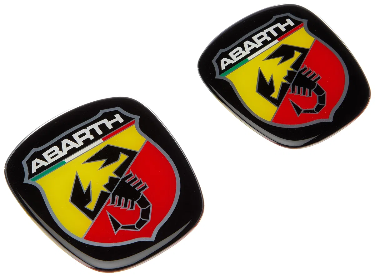 Abarth Adesivo 3D Logo Scudetto Ufficiale per Fiat Punto Evo, Anteriore e Posteriore, 60 x 65 mm, 71 x 65 mm, Rosso