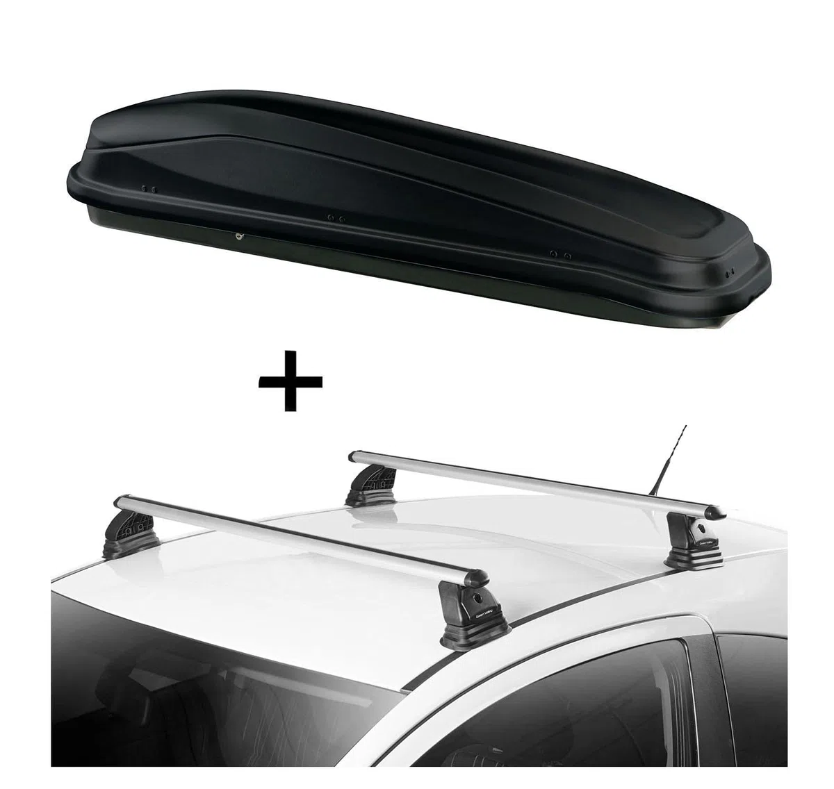 Box da tetto JUEASY300 300 litri nero + portapacchi VDP EVO in alluminio compatibile con Mazda CX-7 (ER) 5 porte 2006-2012