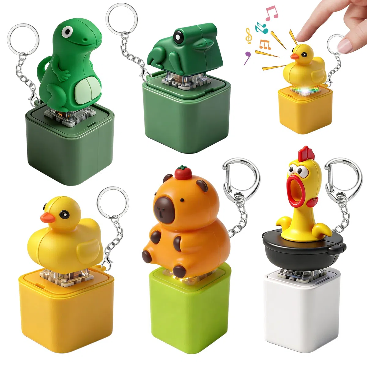 TaimeiMao Fidget Toys Portachiavi con Suono, Giocattolo antistress con luce e suono, Portachiavi clicker, Gadget divertenti, Gadget antistress per adulti, 5 pezzi