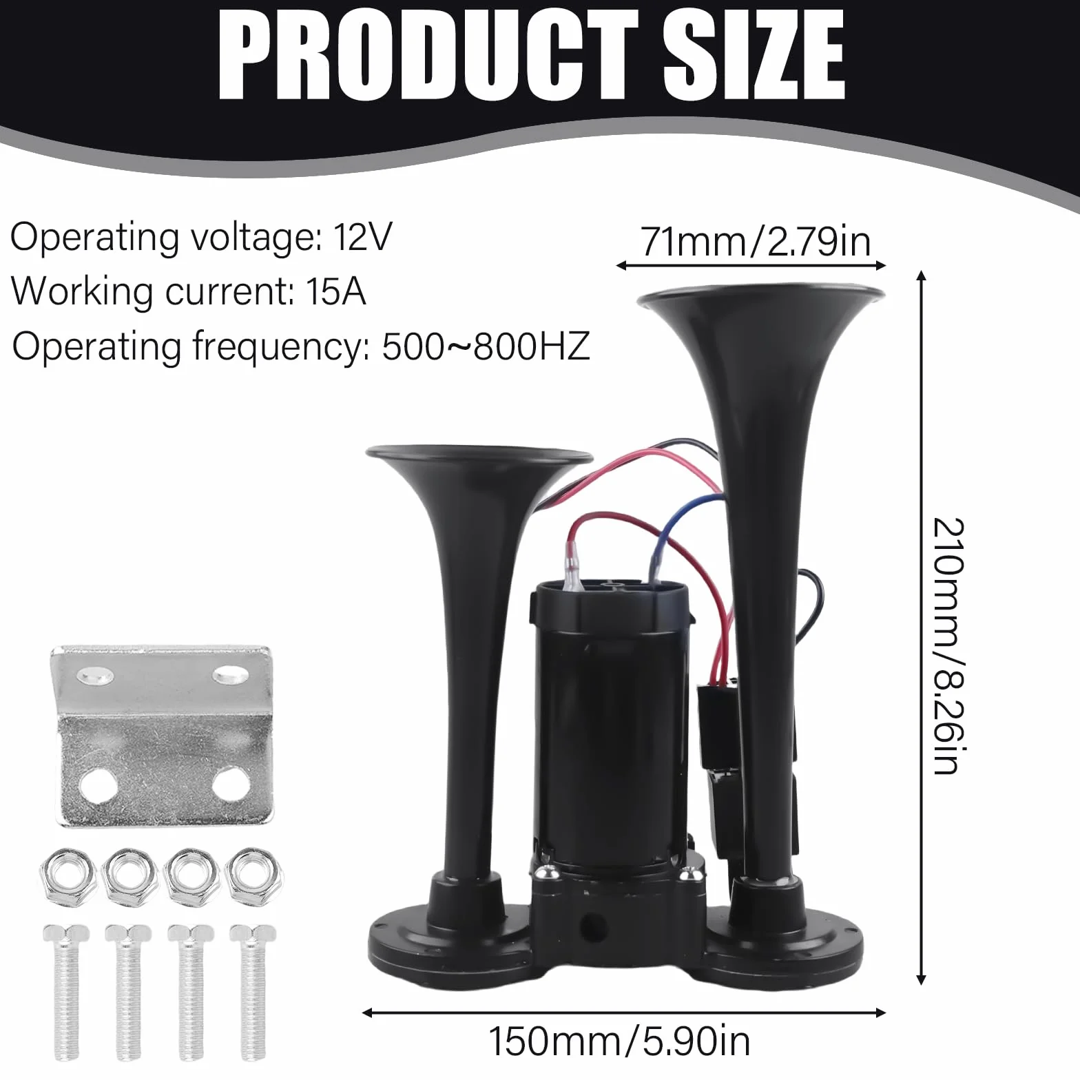 GAOUTO LWK Clacson da 12 V, 120 db, doppio clacson ad aria, super rumoroso con compressore, tromba ad aria compressa per tutti i veicoli da 12 V, auto, treno, barca