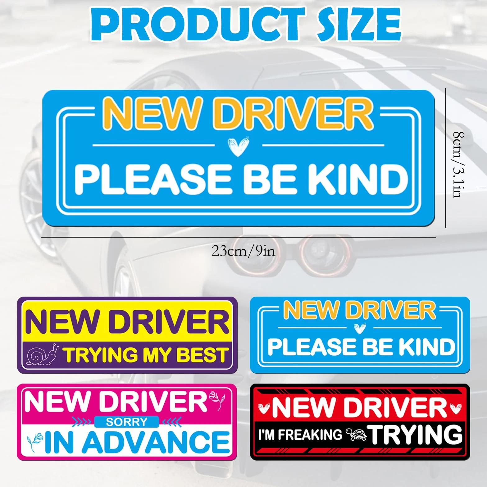 4 adesivi magnetici per auto per principianti,nuovi adesivi magnetici per studenti,cartelli per auto, decorazioni di sicurezza per paraurti,adatti a studenti e principianti,segno magnetico del driver
