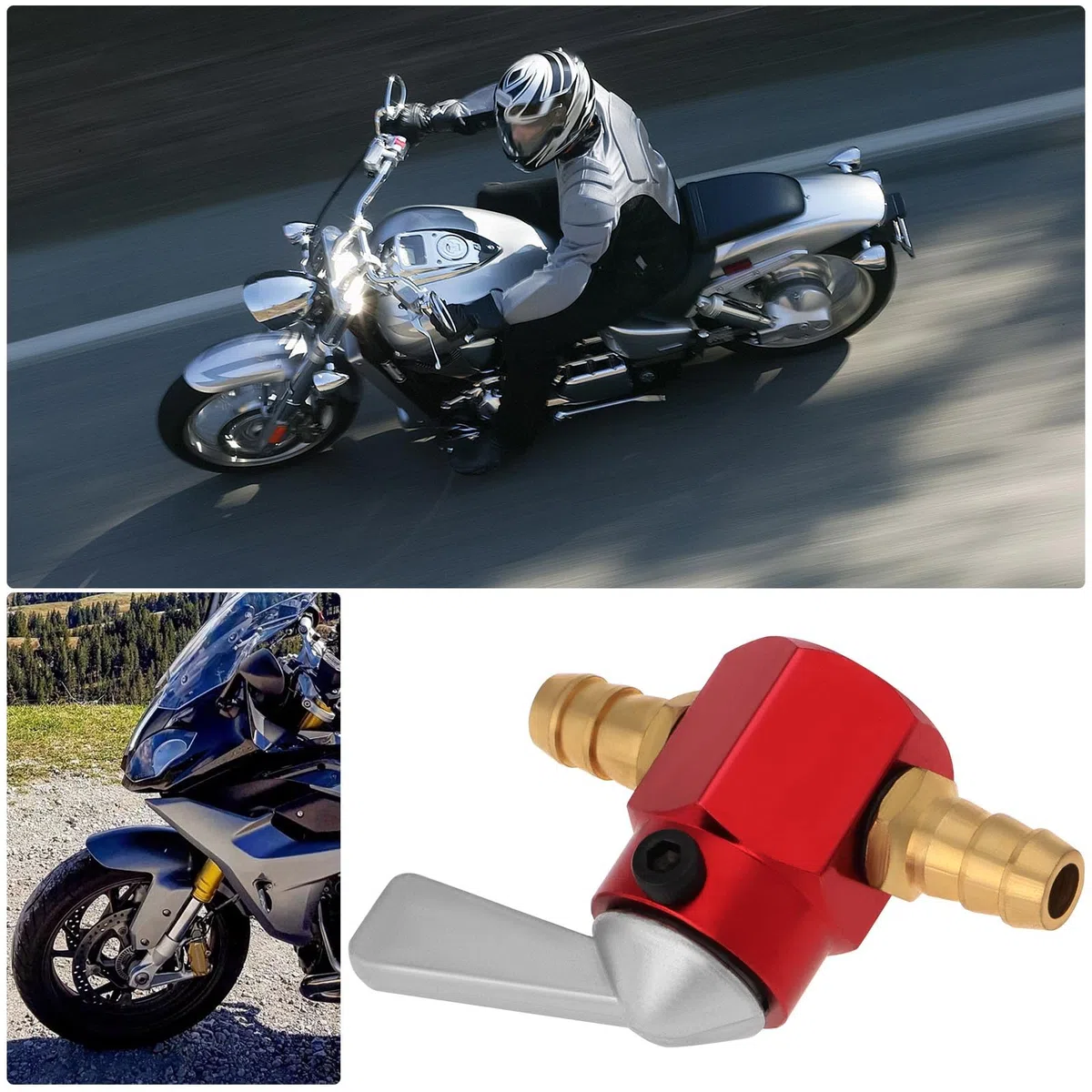 1 rubinetto del carburante in metallo da 8 mm, interruttore di accensione e spegnimento per moto, ATV, scooter, interruttore del rubinetto della benzina, rubinetto della benzina, valvola a chiave