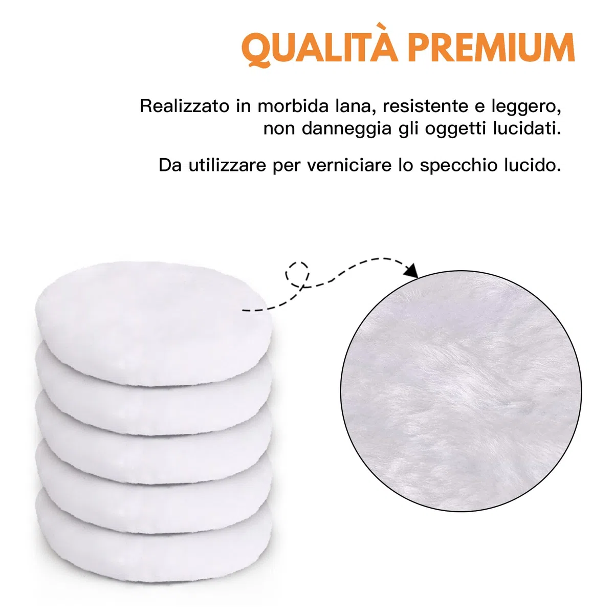 Kshineni 80mm 7 Pezzi Lucidatura Pad Lana, Kit Lucidatura Auto Trapano Pads Tamponi Pastiglie Ceretta Kit con M10 Adattatore