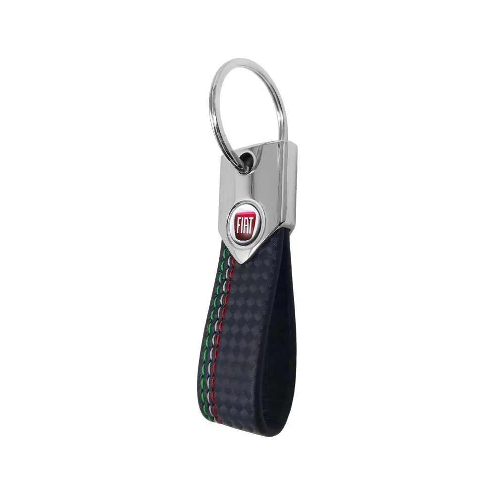 Fiat Portachiavi Color Ufficiale Key Ring Carbon, Nero Tricolore