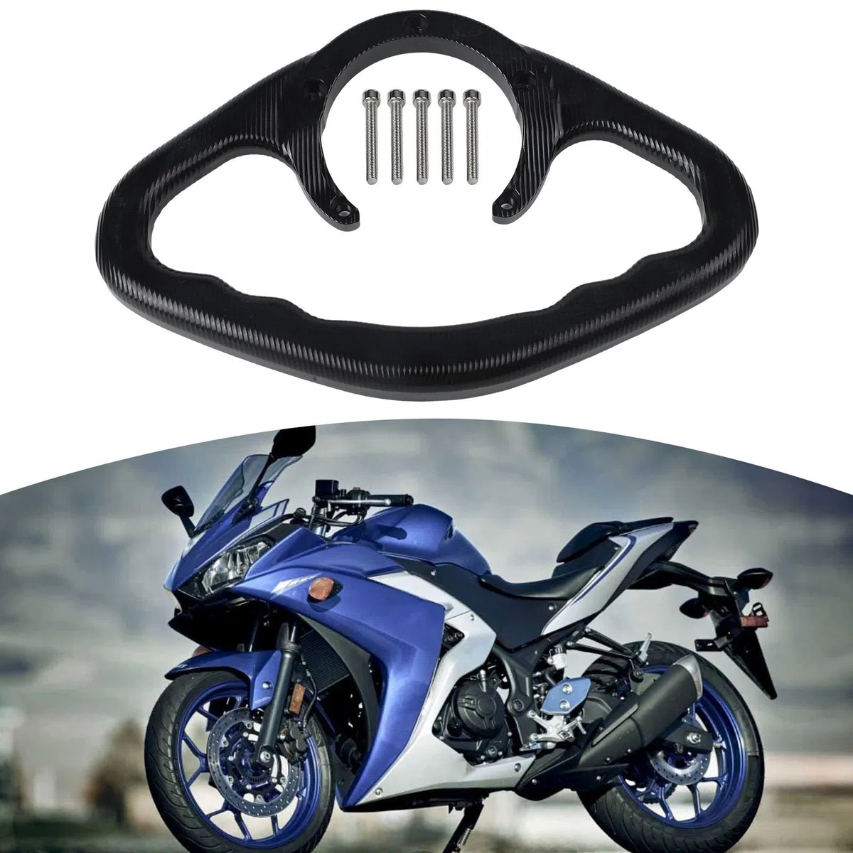 YJDOORPLAY Barra di Presa Antiscivolo per Serbatoio Passeggero Moto Maniglia di Sicurezza CNC Alluminio Per Yamaha FZ1 FZ6 R1 R6 Barra di Presa Maniglia Serbatoio Alluminio Moto Supporto di Sicurezza