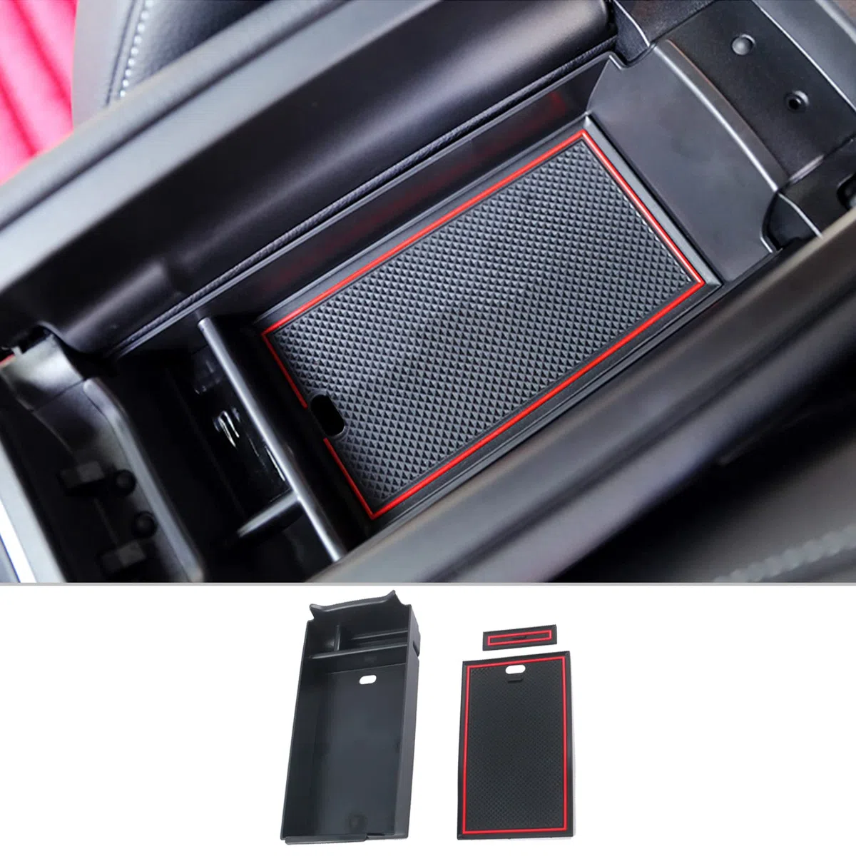 CDEFG Mercedes Classe A W177 V177 Classe B W247 GLA H247 CLA C118 2019-2022 2023, Vano Portaoggetti da Bracciolo Scatola di Controllo Centrale Scatola di Immagazzinaggio Organizer Accessori (Rosso)
